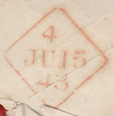 120083 1843 DISTINCTIVE MALTESE CROSS OF DUBLIN (SPEC B1tf) ON COVER/PL.24 (SG8)(RB).