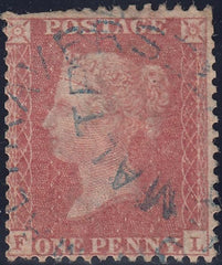 120127 1857 1D PL.27 (SG40)(FL) WITH BLUE DATE STAMP.