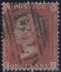 120128 1856-7 DIE 2 1D PL.27 MATCHED PAIR LETTERED FJ ON BLUED PAPER (SG29) AND WHITE PAPER (SG40).