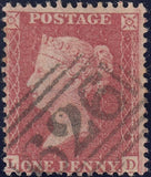 120152 1856-7 DIE 2 1D PL.27 MATCHED PAIR LETTERED LD ON BLUED PAPER (SG29) AND WHITE PAPER (SG40).