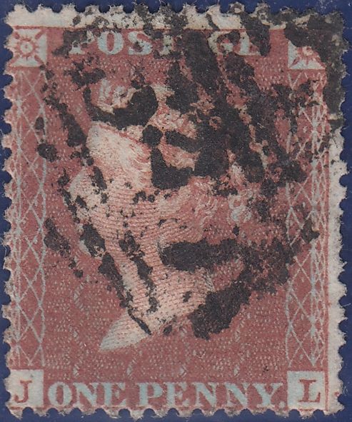120158 1856 DIE 2 1D PL.27 WATERMARK INVERTED (SG29Wi) LETTERED JL MATCHED WITH SAME PRINTING BUT WATERMARK UPRIGHT.