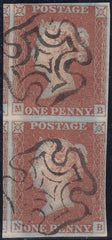 120301 PL.28 VERTICAL PAIR (SG8) LETTERED MB NB WITH EDINBURGH MALTESE CROSSES (SPEC B1ty).