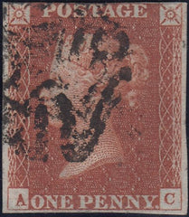 120405 PL.41 (SG8) MATCHED PAIR LETTERED AC WITH MALTESE CROSS CANCELLATION AND 1844 NUMERAL.