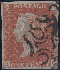 120460 LONDON NO. '1' IN MALTESE CROSS (SPEC B1ua)/PL.38 ON VERY BLUED PAPER (SG8a)(IG).