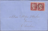 120552 1856-7 1D DIE 2 PL.27 MATCHED PAIR LETTERED PJ ON BLUED PAPER (SG29) AND WHITE PAPER (SG40).