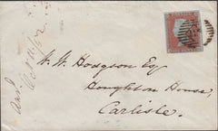 120736 PL.143 PALE ORANGE-BROWN SHADE (SG12)(AG) ON COVER LONDON TO CARLISLE/MISSING IMPRIMATUR LETTERING.