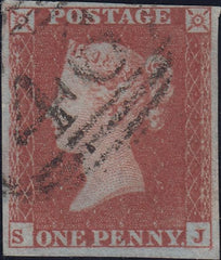 120767 1853-4 1D PL.162 MATCHED PAIR OF IMPERF (SG8) AND PERF (SG17) LETTERED SJ.