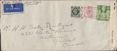 120857 1942 MAIL LONDON TO MONTREAL CANADA/KGVI 2/6 YELLOW-GREEN (SG476b).