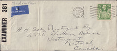 120860 1942 MAIL LONDON TO MONTREAL CANADA KGVI 2/6 YELLOW-GREEN (SG476b).