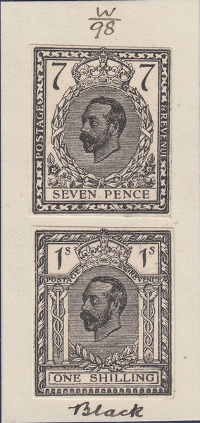 120898 1910 KGV HENTSCHEL ZINC BLOCK ESSAY 7D AND 1S IN BLACK.