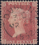 120934 1856-7 DIE 2 1D PL.42 MATCHED PAIR LETTERED BD ON BLUED PAPER (SG29) AND WHITE PAPER (SG40).