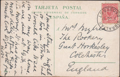 121020 1911 MAIL GIBRALTAR TO COLCHESTER WITH 'GIBRALTAR PAQUEBOT' CANCELLATION.