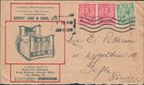 121071 1913 ADVERTISING MAIL BIRMINGHAM TO SWEDEN WITH MIXED KGV ISSUES.