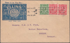 121174 1912 ADVERTISING MAIL LEEDS TO DENMARK WITH DOWNEY ISSUE.