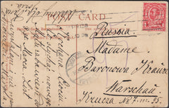 121210 1913 MAIL LONDON TO WARSCHAU RUSSIA.