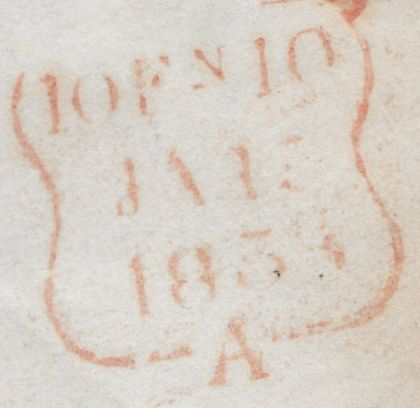 121272 1852 1D IMPERF PL.159 (SG8)(MC) EARLIEST KNOWN DATE OF USE.