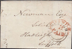 121275 1846 SUFFOLK/'IPSWICH 1D PAID' UNIFORM PENNY POST HAND STAMP (SK215).