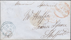 121429 1850 'IPSWICH PAID 1D' UNIFORM PENNY POST HAND STAMP (SK216) ON COVER.