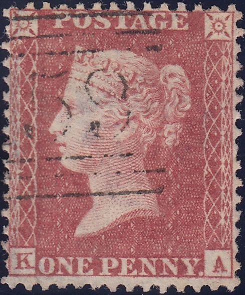 121438 PL.42 MATCHED PAIR LETTERED KA ON BLUED PAPER (SG29) AND WHITE PAPER (SG40).