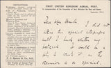 121495 1911 FIRST OFFICIAL U.K. AERIAL POST/LONDON EMERGENCY ENVELOPE IN RED-BROWN TO EASTBOURNE.