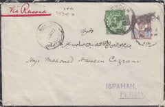 121513 1912 MOURNING ENVELOPE LONDON TO PERSIA VIA RUSSIA/MIXED REIGNS.