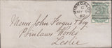 121520 1882 MAIL KIRKCALDY TO LESLIE/PRINTED BILLHEAD.