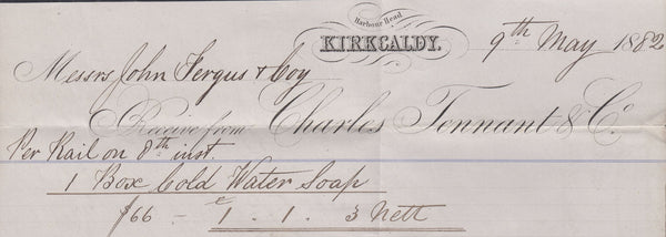 121520 1882 MAIL KIRKCALDY TO LESLIE/PRINTED BILLHEAD.