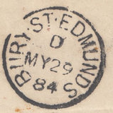 121542 1884 REGISTERED MAIL BLANDFORD TO BURY ST. EDMUNDS.