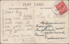 121553 1920 OBORNE/SHERBORNE RUBBER DATE STAMP ON MAIL TO PARKSTONE, REDIRECTED.