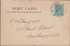 121565 1903 WIMBORNE SKELETON STYLE DATE STAMP (31MM) TO SOUTHAMPTON.