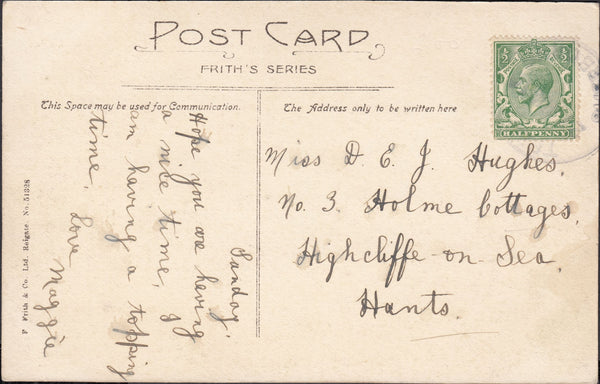 121592 1916 TRENT/SHERBORNE RUBBER DATE STAMP TO HIGHCLIFFE ON SEA (HANTS).