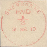 121604 1913 SHERBORNE SKELETON DATE STAMP ON MAIL TO LONDON.