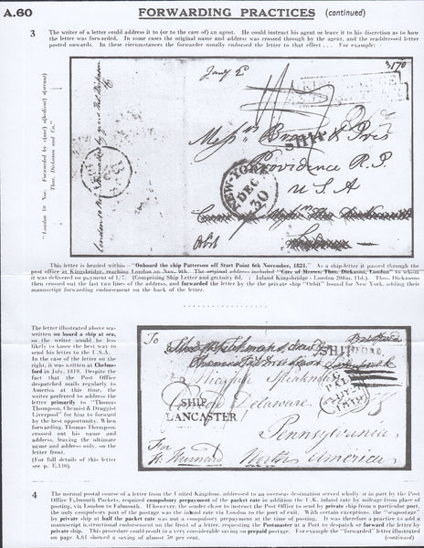 121637 1819 MAIL CHELMSFORD TO USA WITH 'SHIP' AND 'LANCASTER' HAND STAMPS.