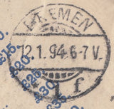 121657 1894 REGISTERED MAIL LONDON TO BREMEN GERMANY.