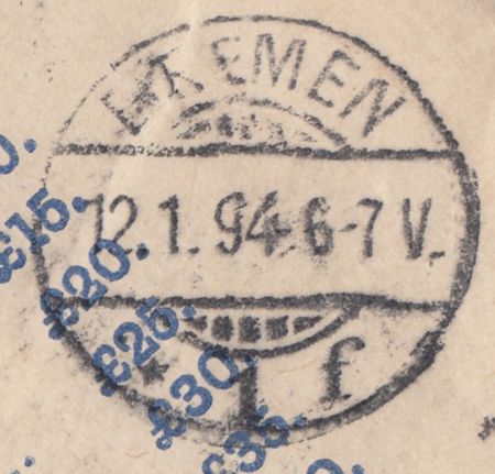 121657 1894 REGISTERED MAIL LONDON TO BREMEN GERMANY.