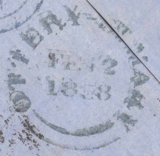 121672 1858 '377' DUPLEX OF OTTERY ST. MARY (DEVON) ON COVER TO DORCHESTER.