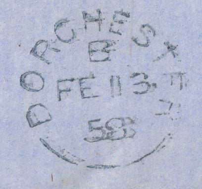 121672 1858 '377' DUPLEX OF OTTERY ST. MARY (DEVON) ON COVER TO DORCHESTER.