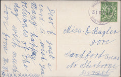 121675 1912 SANDFORD ORCAS/SHERBORNE RUBBER DATE STAMP USED LOCALLY.