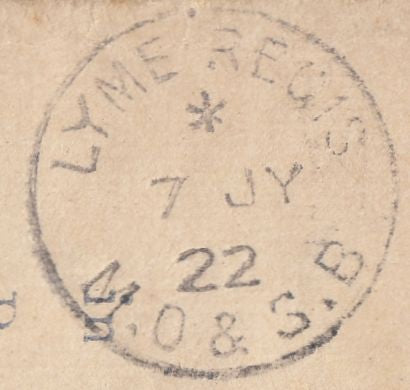 121681 1922 REGISTERED MAIL LYME REGIS TO GERMANY/MONEY OFFICE AND SAVINGS BANK DATE STAMP.
