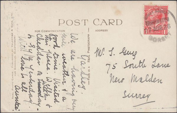 121691 1926 STOKE ABBOTT/BEAMINSTER/DORSET RUBBER DATE STAMP TO SURREY.