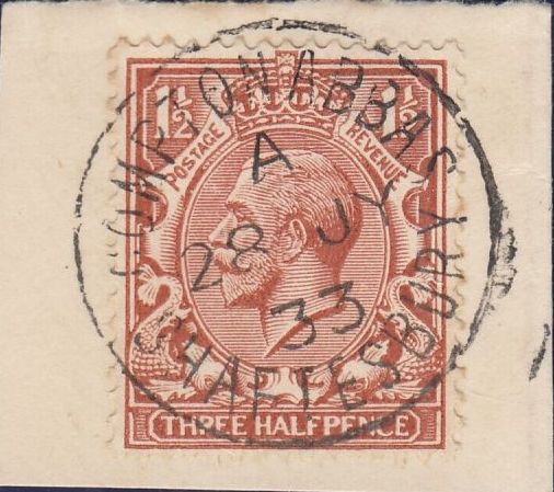 121706 1913 COMPTON ABBAS/SHAFTESBURY RUBBER DATE STAMP USED LOCALLY.