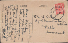 121715 1921 SHAFTESBURY SKELETON DATE STAMP TO WELLS SOMERSET.