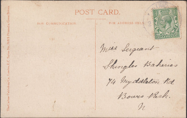 121743 1916 PENTRIDGE/SALISBURY RUBBER DATE STAMP TO LONDON.