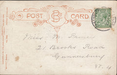 121769 1918 CHARMOUTH/DORSET SKELETON DATE STAMP TO LONDON.