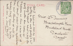 121786 1914 WOODLAND/BLANDFORD RUBBER DATE STAMP TO DORCHESTER.