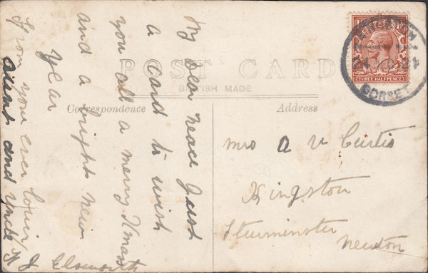 121789 1921 KINGSTON/DORSET RUBBER DATE STAMP TO STURMINSTER NEWTON.