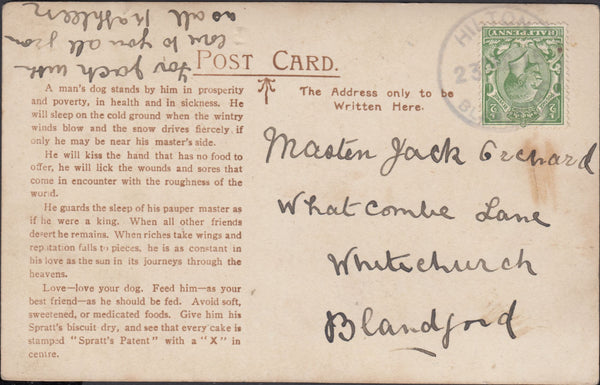 121795 1915 HILTON/BLANDFORD RUBBER DATE STAMP LOCAL USAGE.