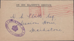 121817 1936 'MINISTRY OF AGRICULTURE AND FISHERIES' CACHET ON OHMS WRAPPER TO KENT.
