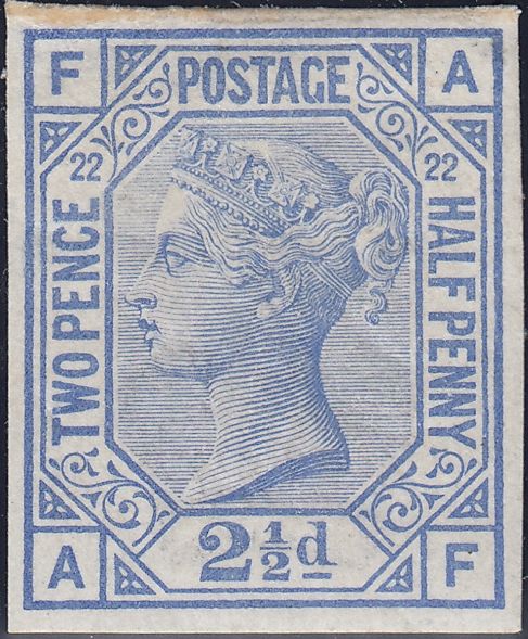 121850 1881 2½D BLUE PL.22 WMK CROWN IMPERFORATE IMPRIMATUR (SG157).