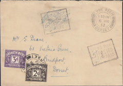 121852 1952 UNPAID MAIL LYME REGIS TO BRIDPORT.